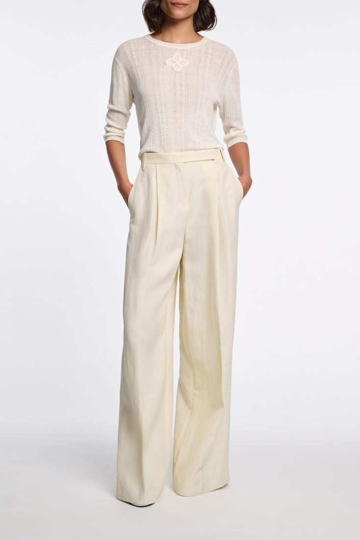 Dorothee Schumacher Rundhalspullover aus Leinenmix camellia white