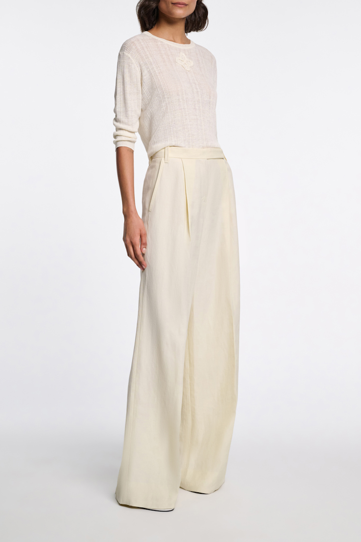 Dorothee Schumacher Rundhalspullover aus Leinenmix camellia white