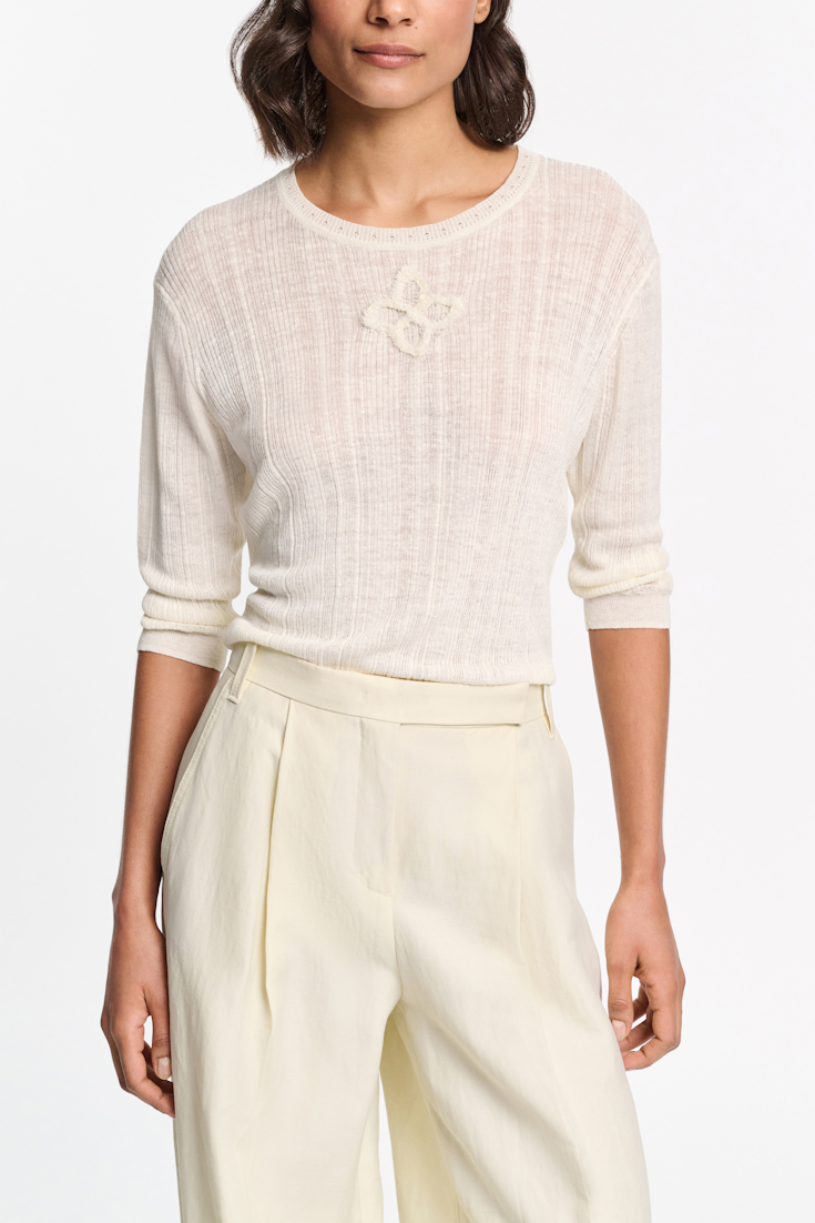 Dorothee Schumacher Rundhalspullover aus Leinenmix camellia white