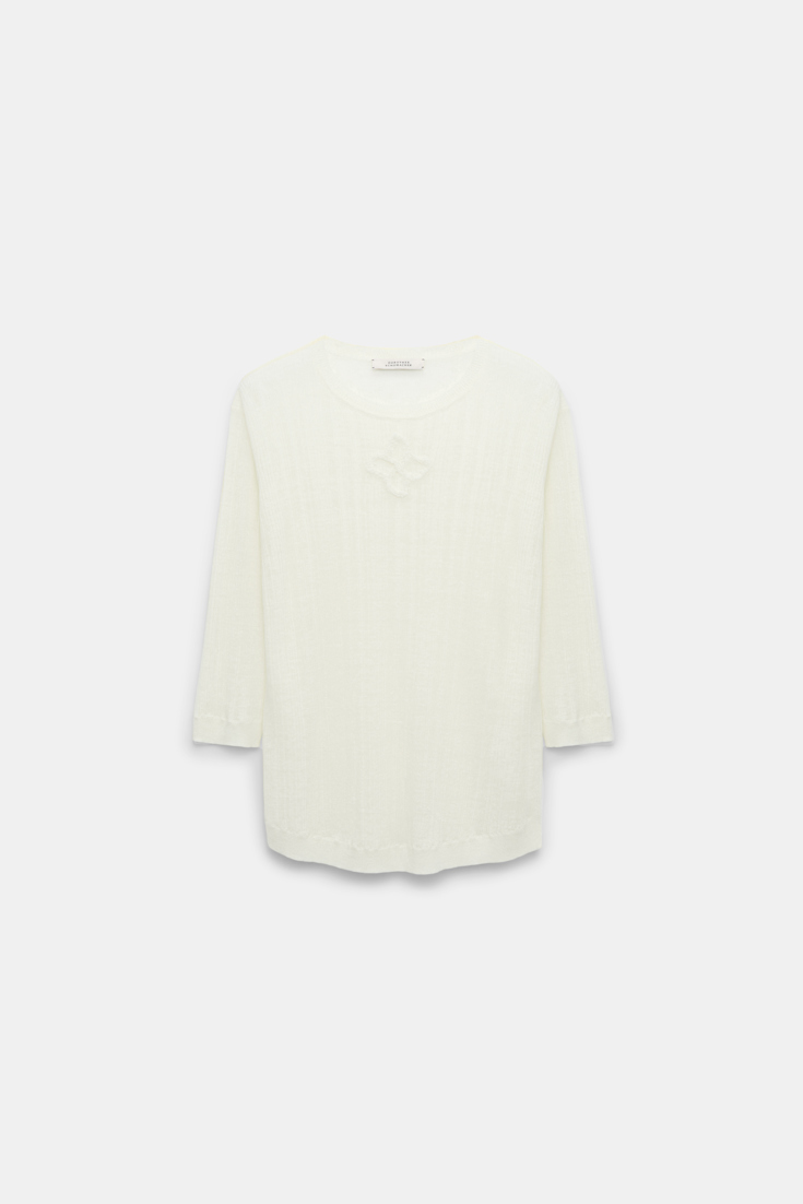 Dorothee Schumacher Rundhalspullover aus Leinenmix camellia white