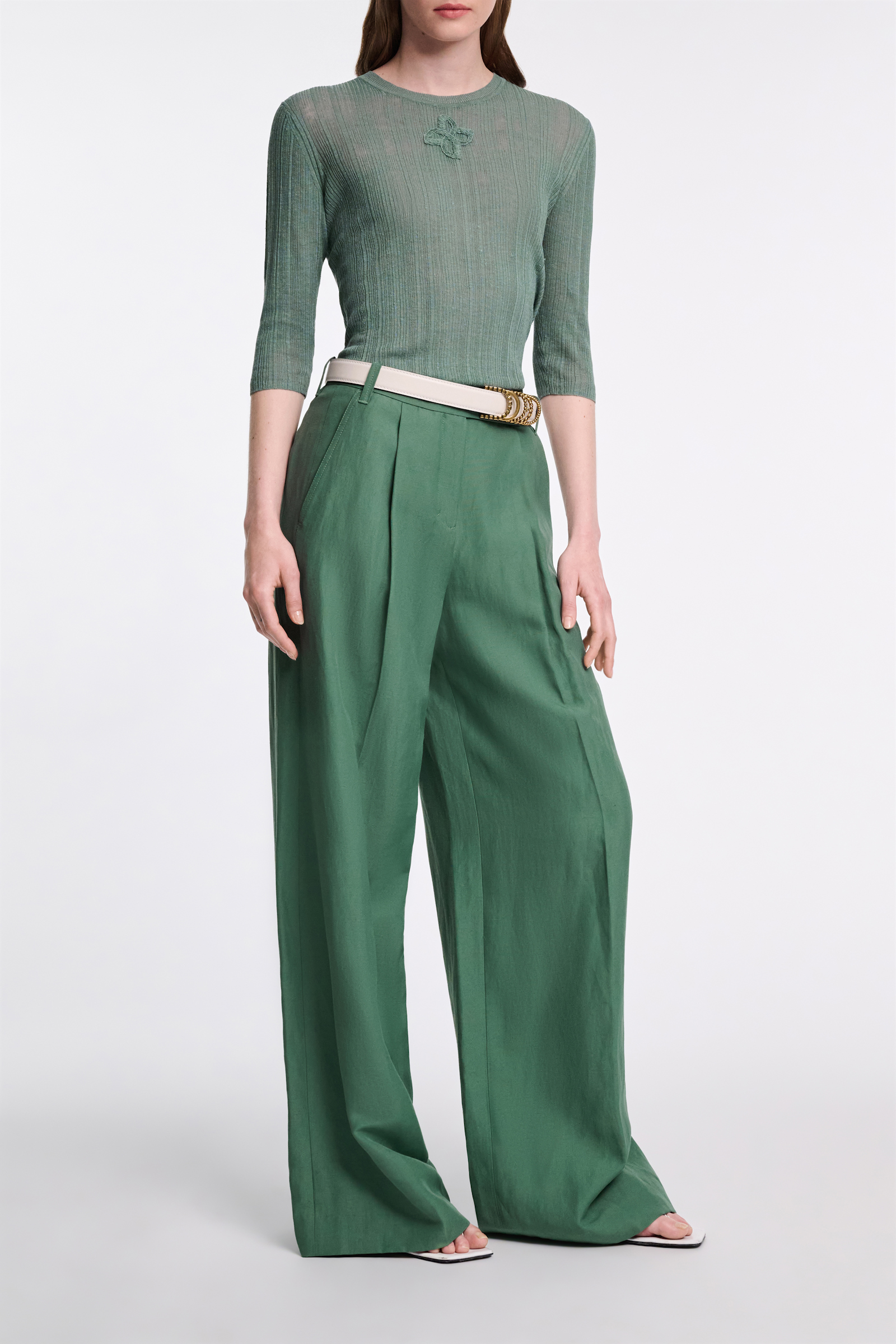 Dorothee Schumacher Rundhalspullover aus Leinenmix jade