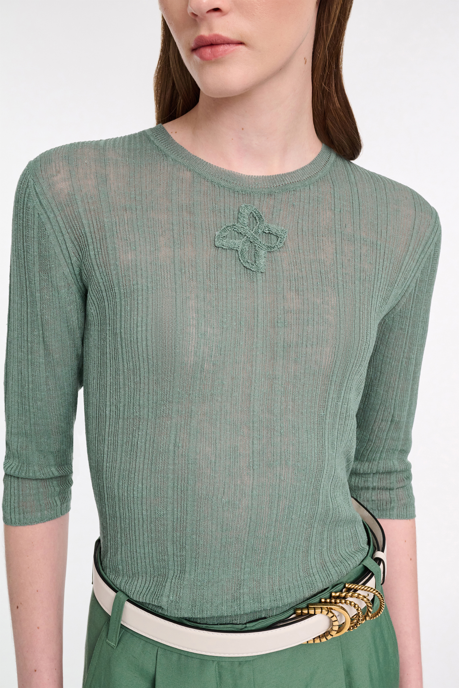 Dorothee Schumacher Rundhalspullover aus Leinenmix jade