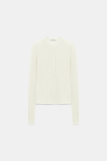 Dorothee Schumacher Linen blend ribbed cardigan camellia white