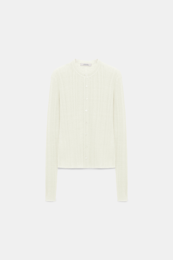 Dorothee Schumacher Linen blend ribbed cardigan camellia white