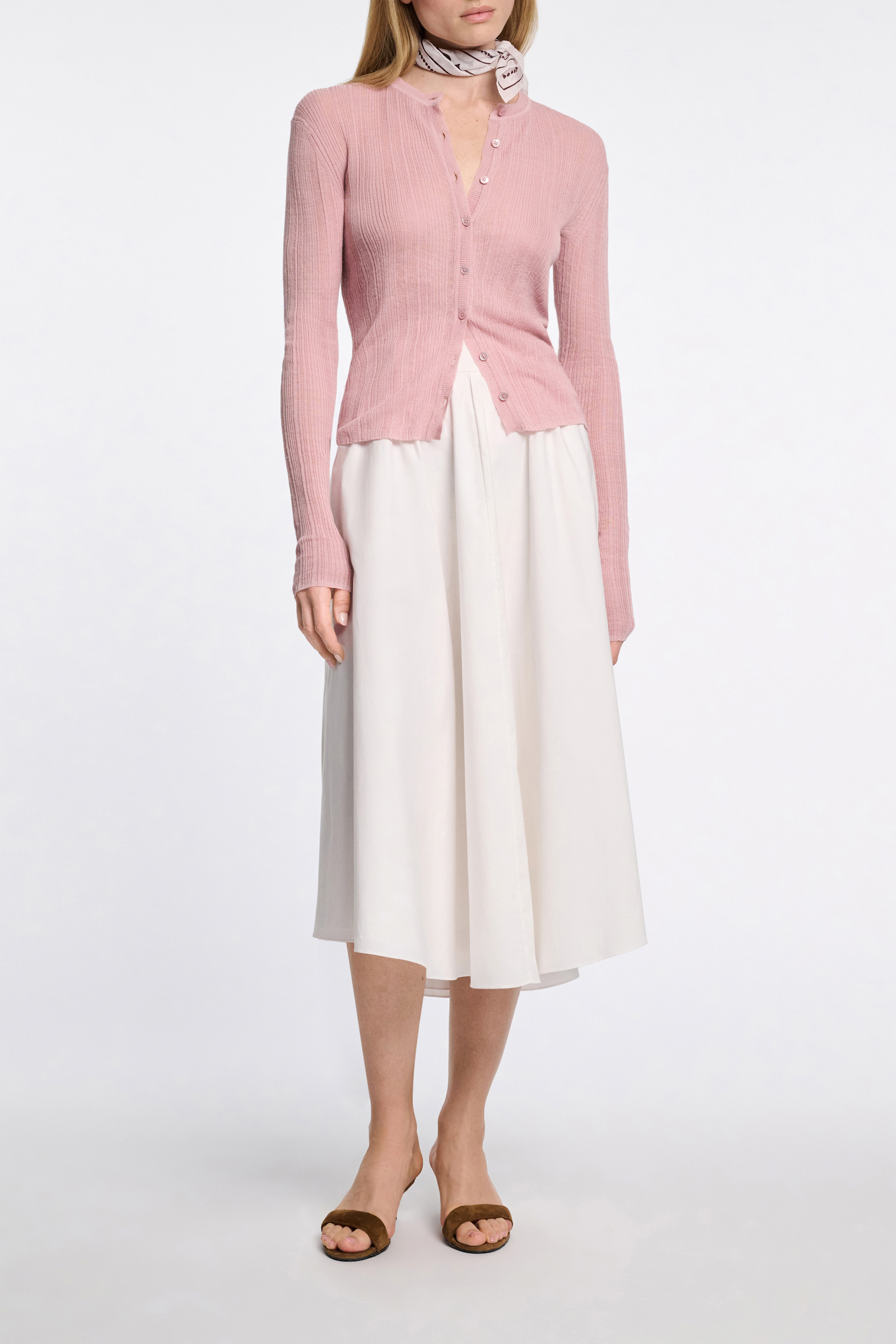 Dorothee Schumacher Linen blend ribbed cardigan milky rose