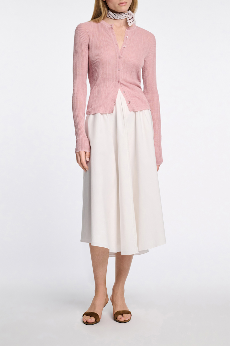 Dorothee Schumacher Linen blend ribbed cardigan milky rose