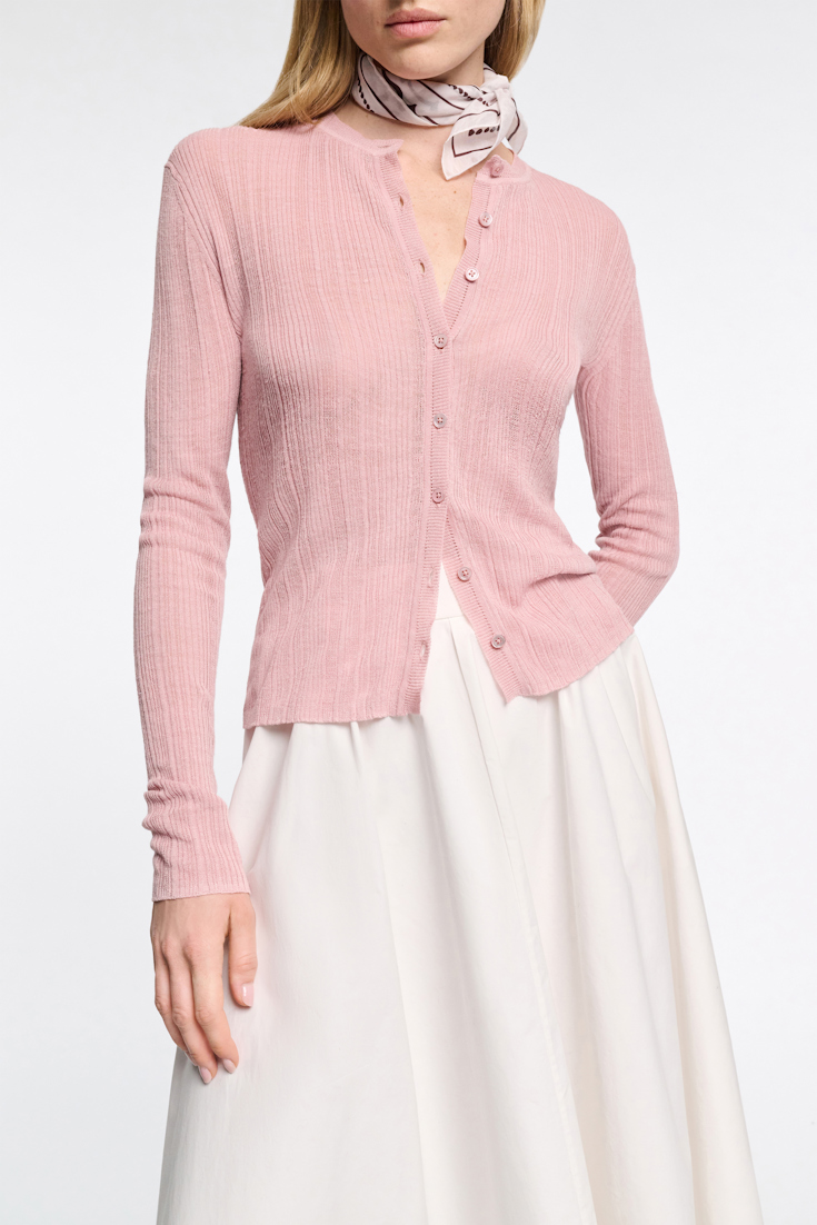 Dorothee Schumacher Linen blend ribbed cardigan milky rose