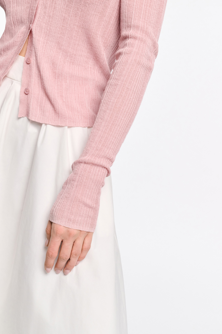 Dorothee Schumacher Linen blend ribbed cardigan milky rose