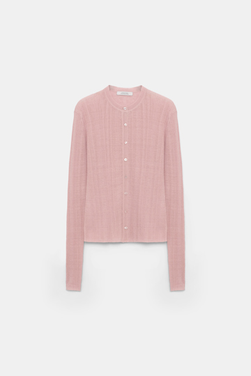 Dorothee Schumacher Linen blend ribbed cardigan milky rose
