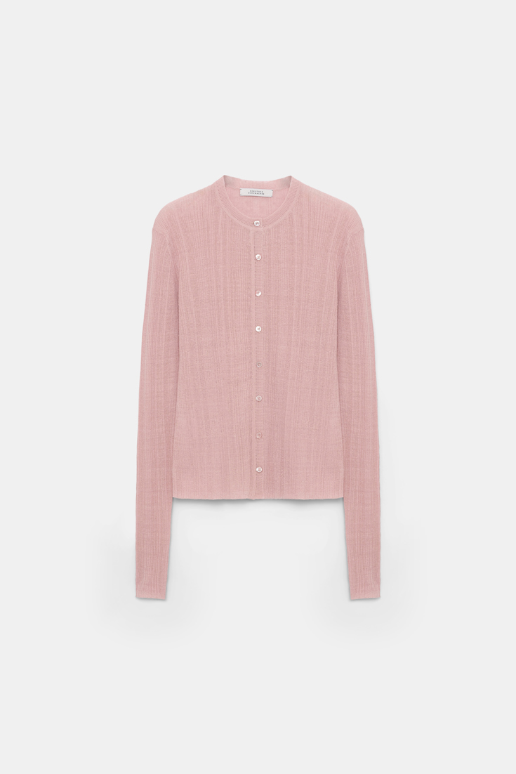 Dorothee Schumacher Linen blend ribbed cardigan milky rose