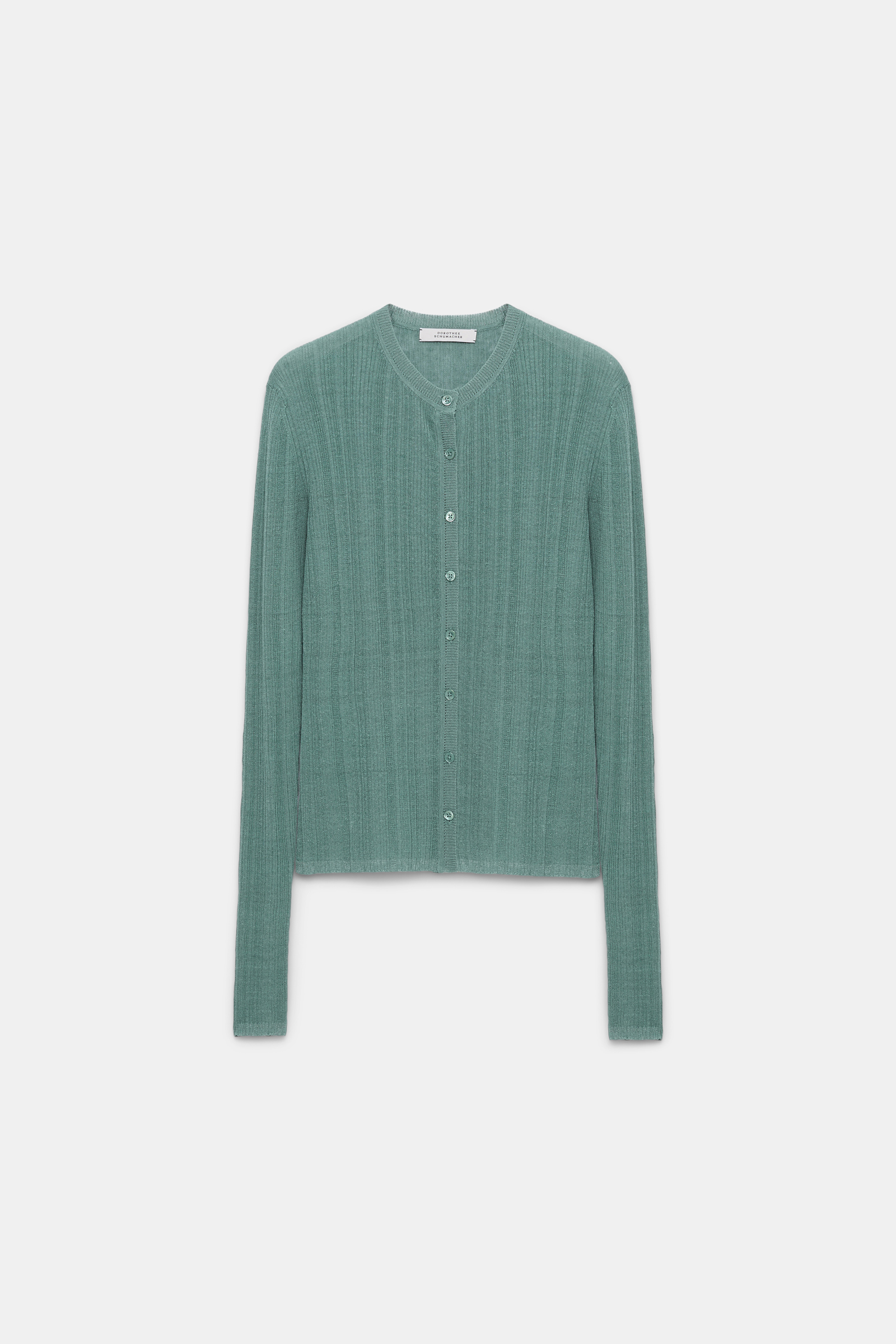 Dorothee Schumacher Linen blend ribbed cardigan jade