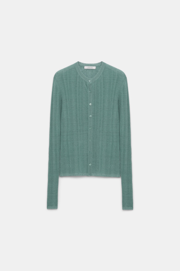 Dorothee Schumacher Linen blend ribbed cardigan jade