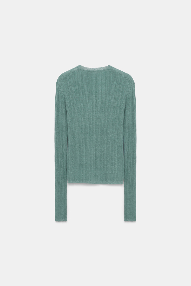 Dorothee Schumacher Linen blend ribbed cardigan jade