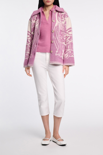 Dorothee Schumacher Fluffy knit top with collar begonia
