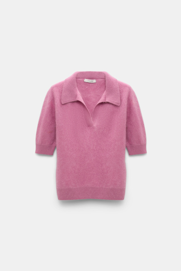Dorothee Schumacher Fluffy knit top with collar begonia
