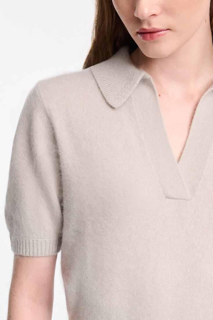Dorothee Schumacher Pullover aus Merino-Kaschmir Mix mit Polokragen light mint