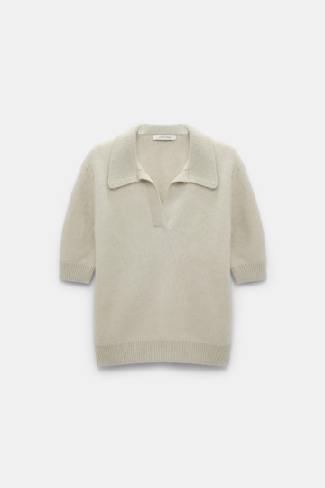 Dorothee Schumacher Fluffy knit top with collar light mint