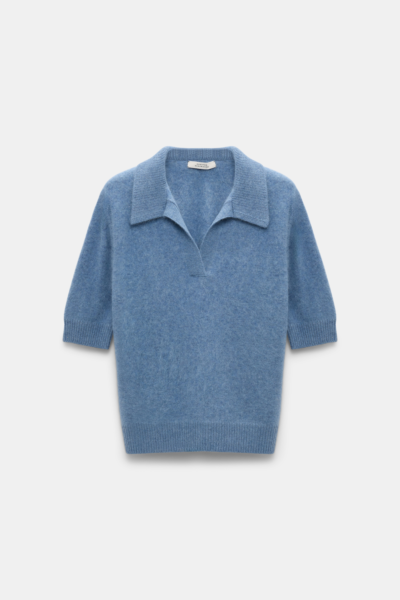 Dorothee Schumacher Pullover aus Merino-Kaschmir Mix mit Polokragen medium denim blue