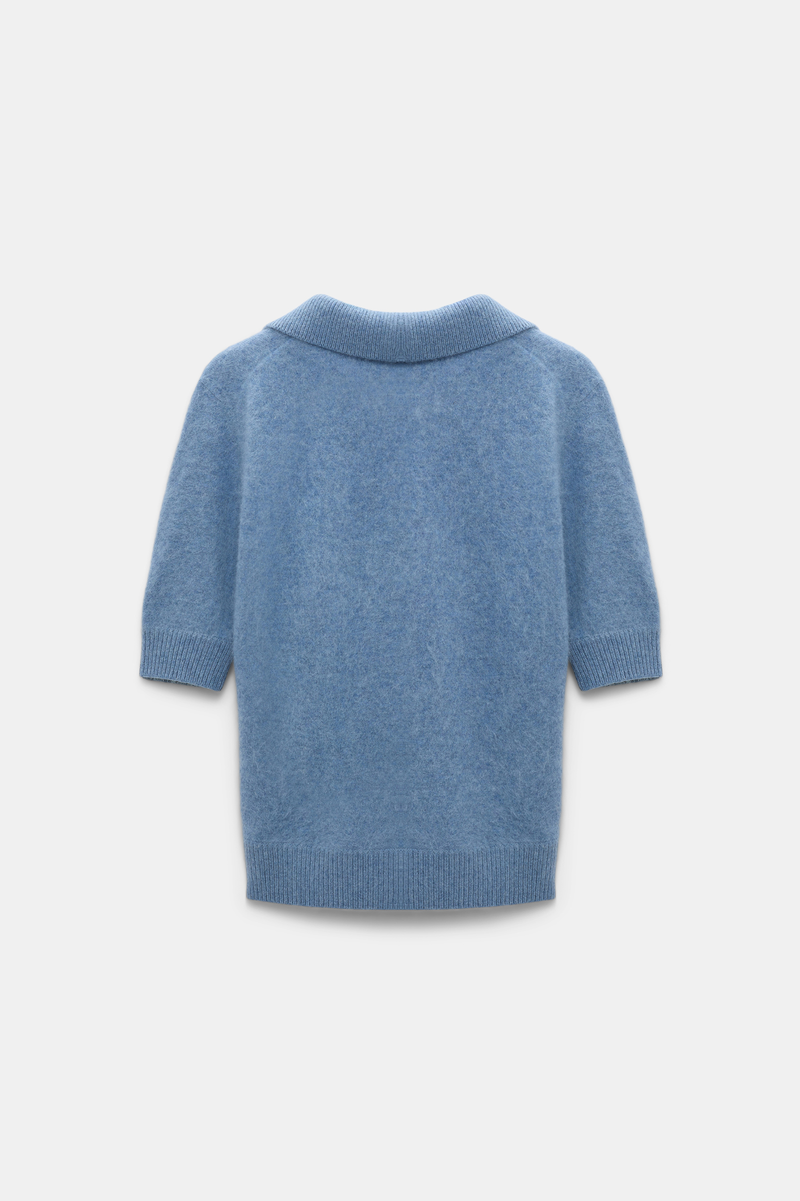 Dorothee Schumacher Pullover aus Merino-Kaschmir Mix mit Polokragen medium denim blue