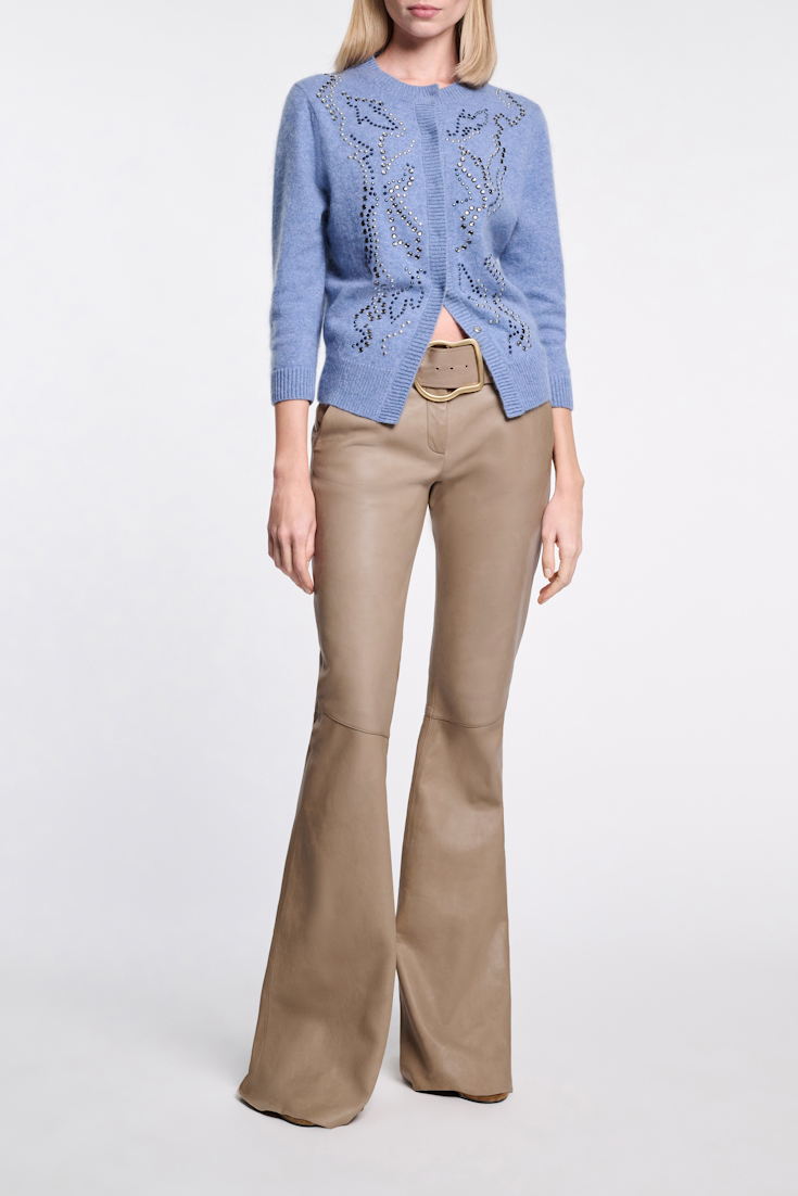 Dorothee Schumacher Fluffy knit embellished cardigan medium denim blue