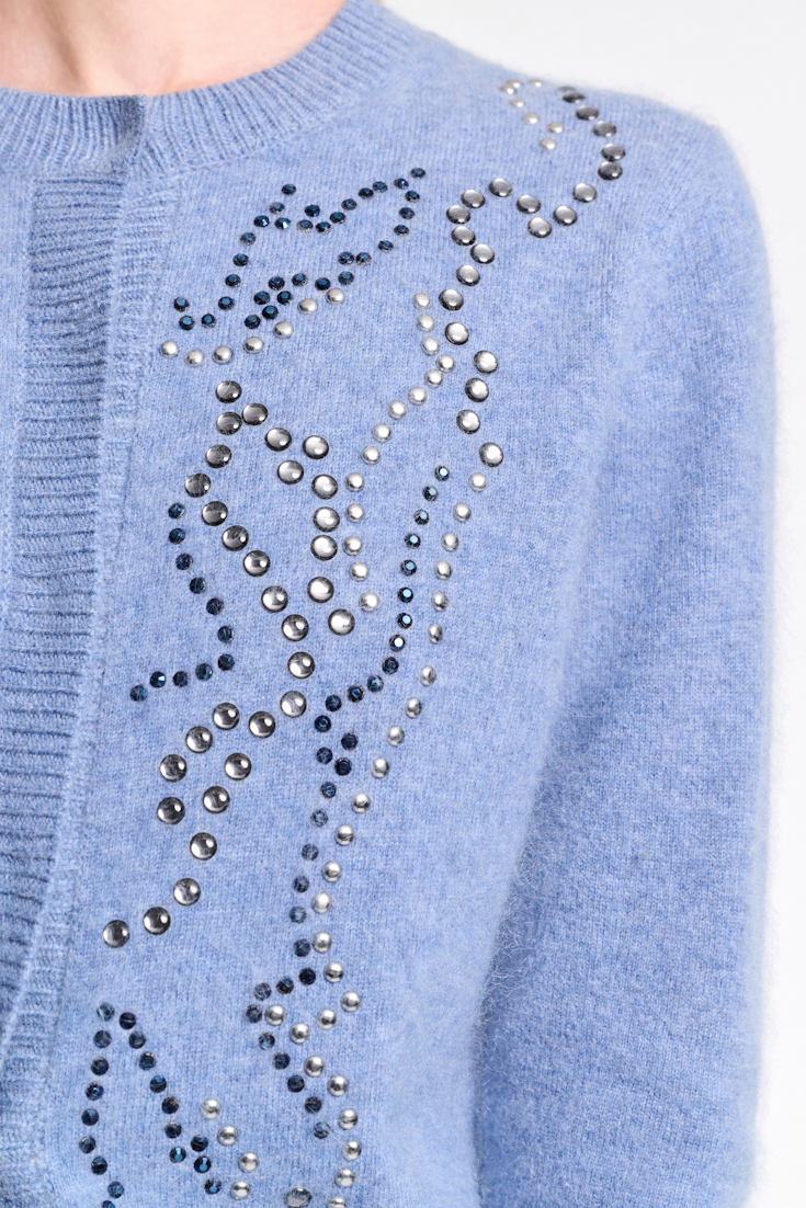 Dorothee Schumacher Fluffy knit embellished cardigan medium denim blue