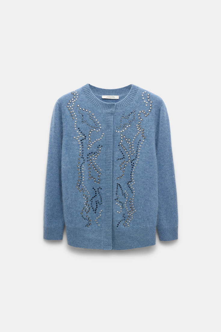 Dorothee Schumacher Fluffy knit embellished cardigan medium denim blue