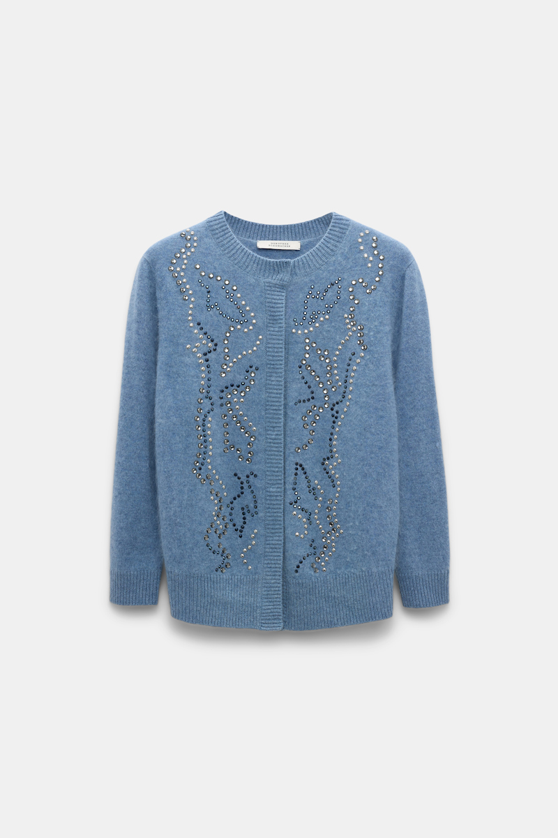 Dorothee Schumacher Fluffy Knit Embellished Cardigan In Blue