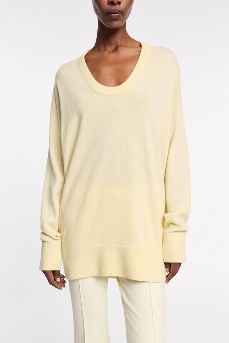 Dorothee Schumacher Rundhalspullover aus Merino-Kaschmir Mix lemon