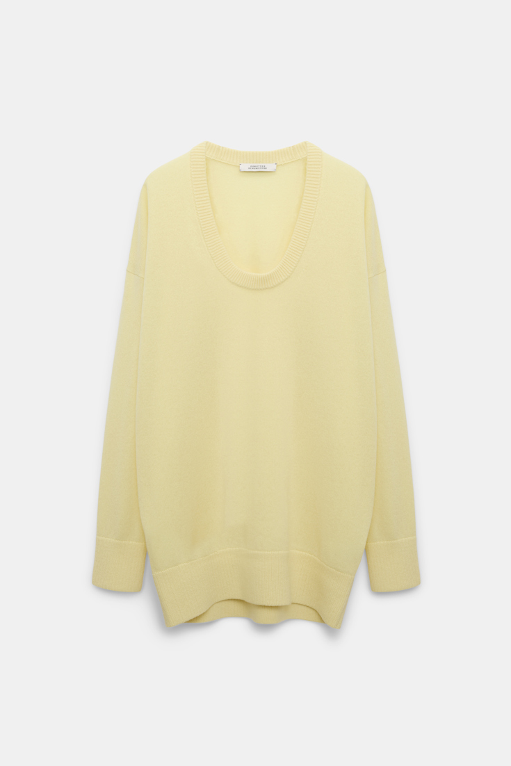 Dorothee Schumacher Rundhalspullover aus Merino-Kaschmir Mix lemon