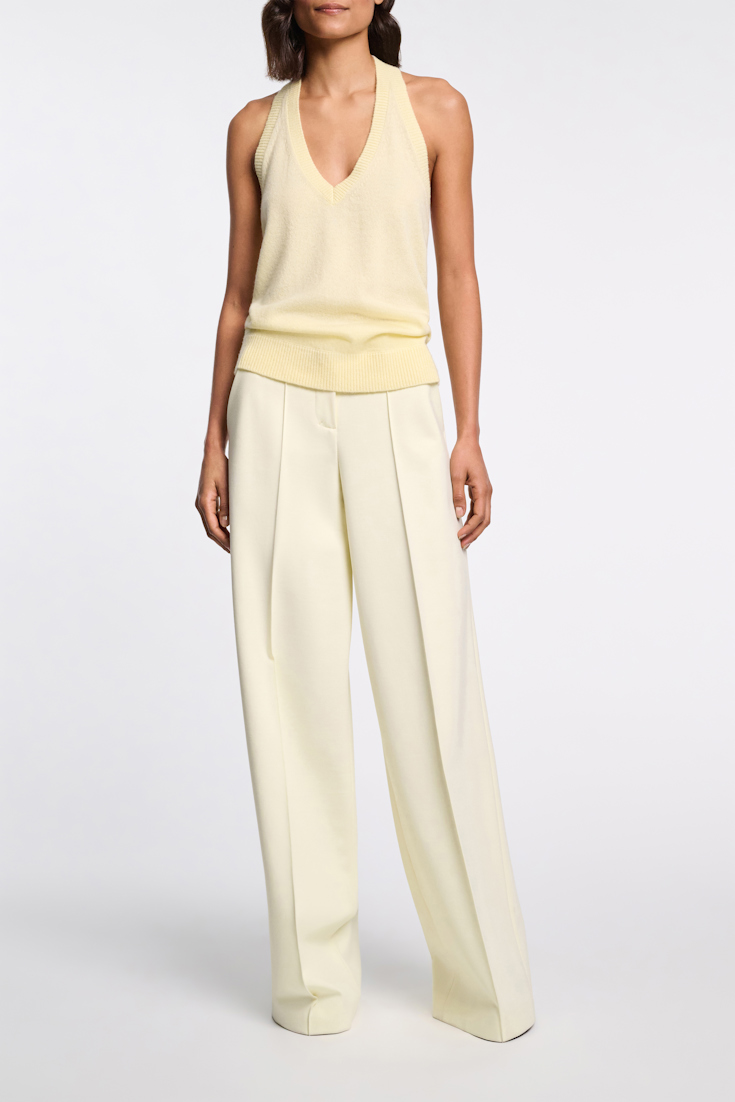 Dorothee Schumacher Knit halter top with silk tie lemon