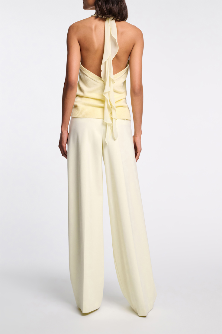 Dorothee Schumacher Knit halter top with silk tie lemon