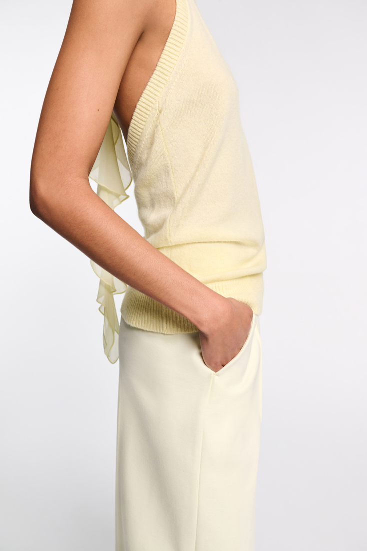Dorothee Schumacher Knit halter top with silk tie lemon