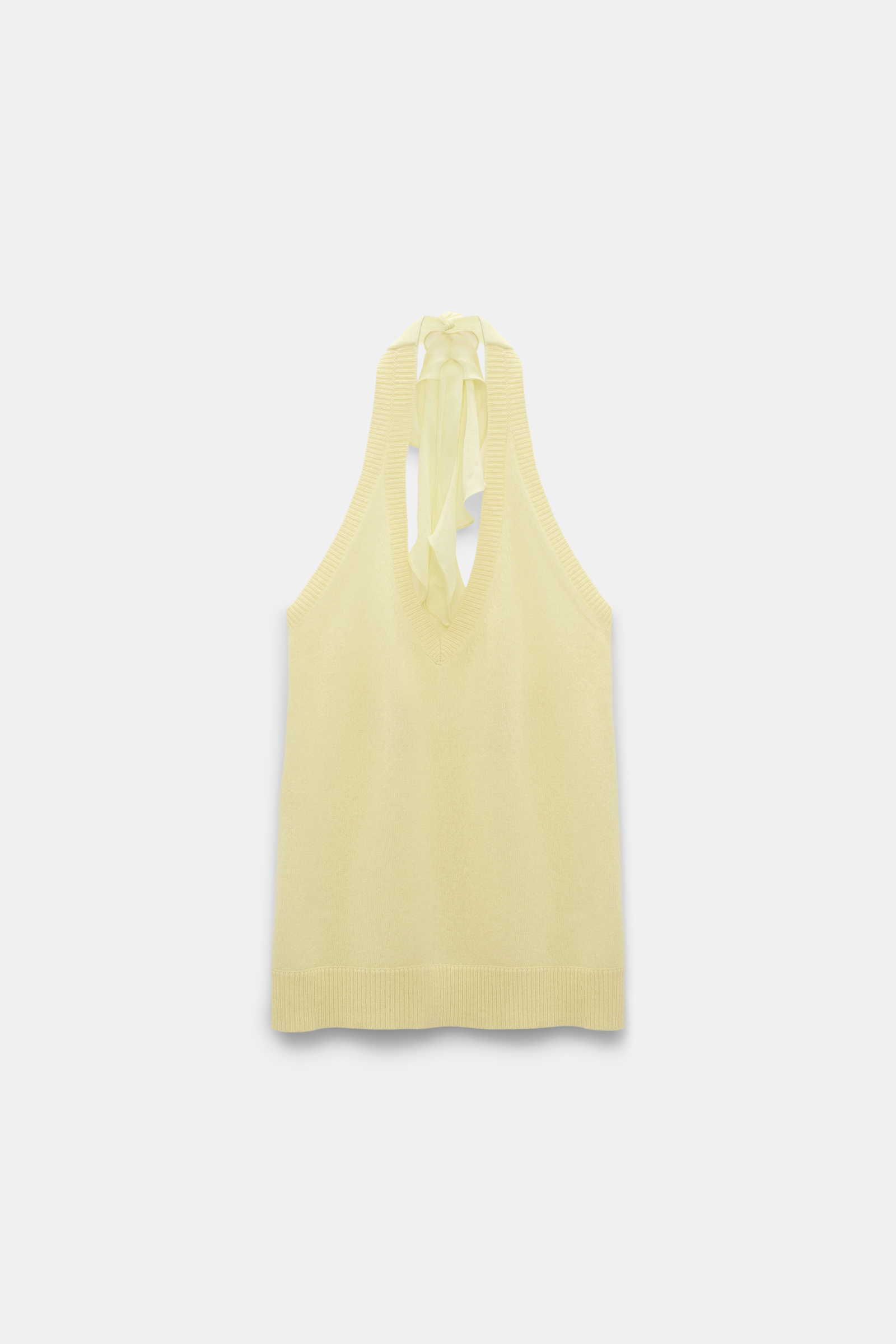 Dorothee Schumacher Knit halter top with silk tie lemon