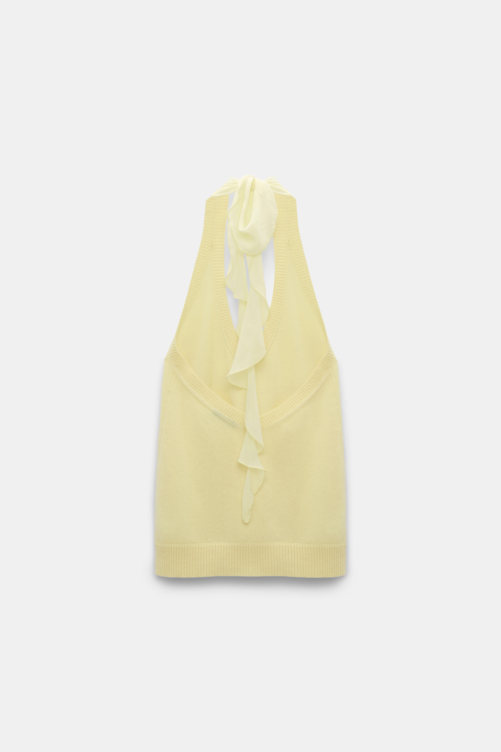 Dorothee Schumacher Knit halter top with silk tie lemon