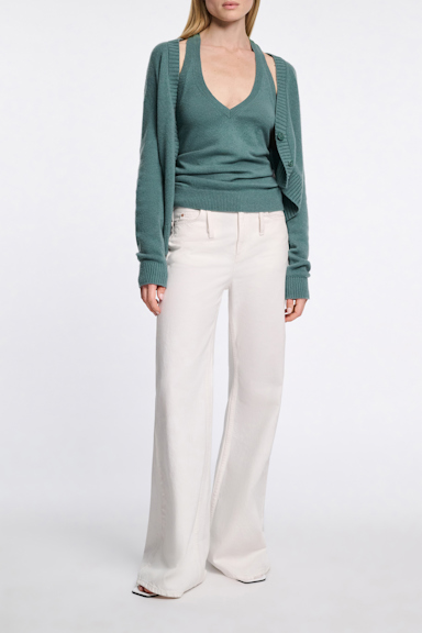 Dorothee Schumacher Knit halter top with silk tie eucalyptus