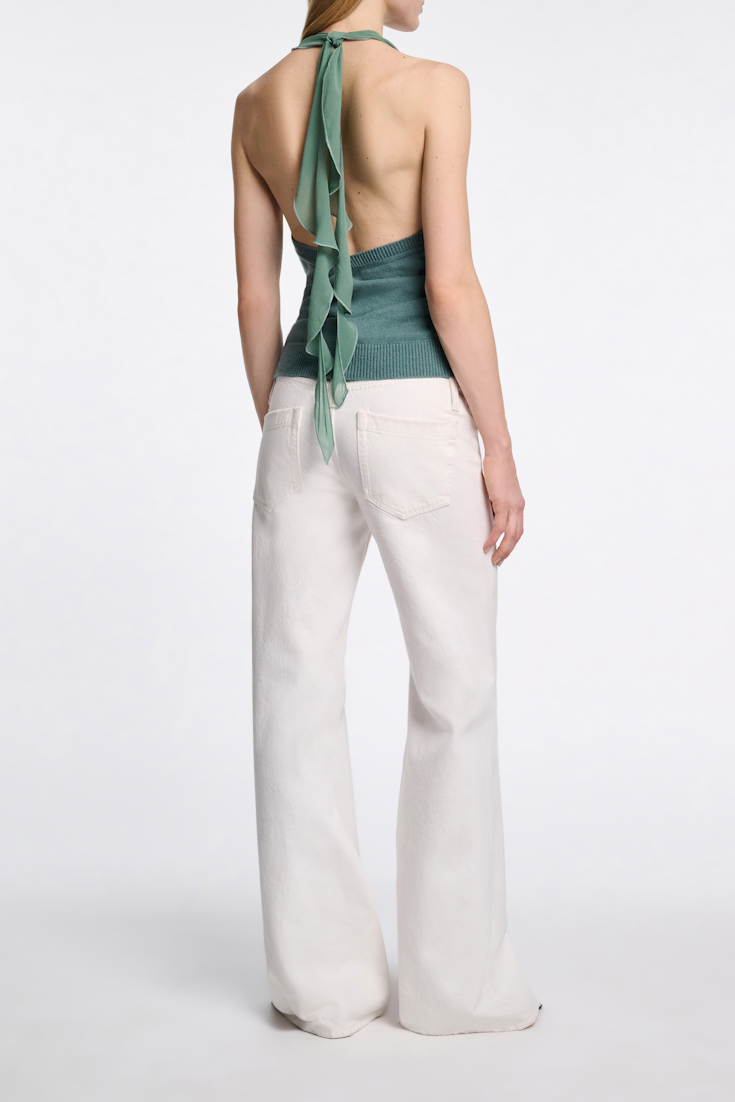 Dorothee Schumacher Knit halter top with silk tie eucalyptus