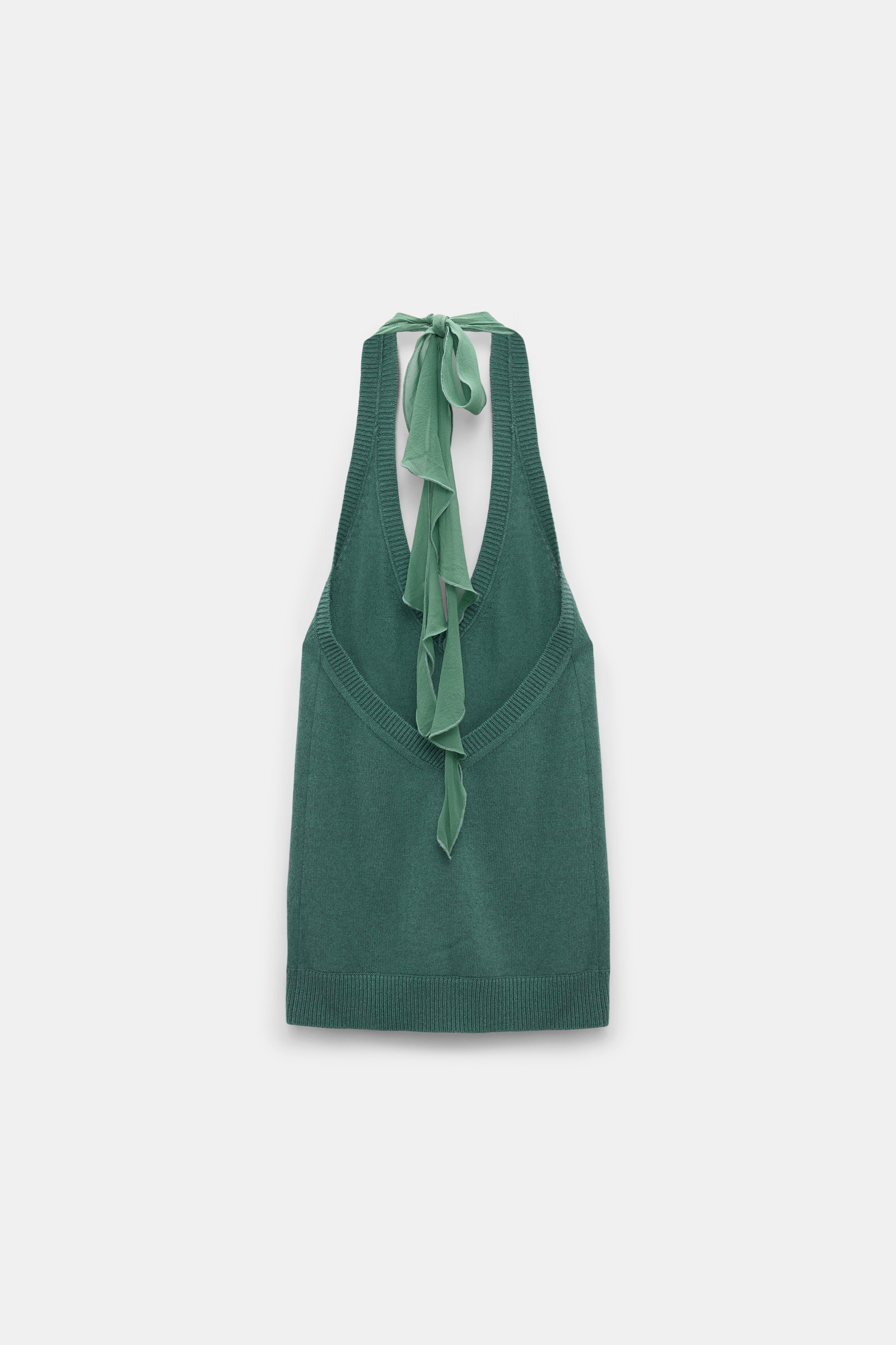Dorothee Schumacher Knit halter top with silk tie eucalyptus