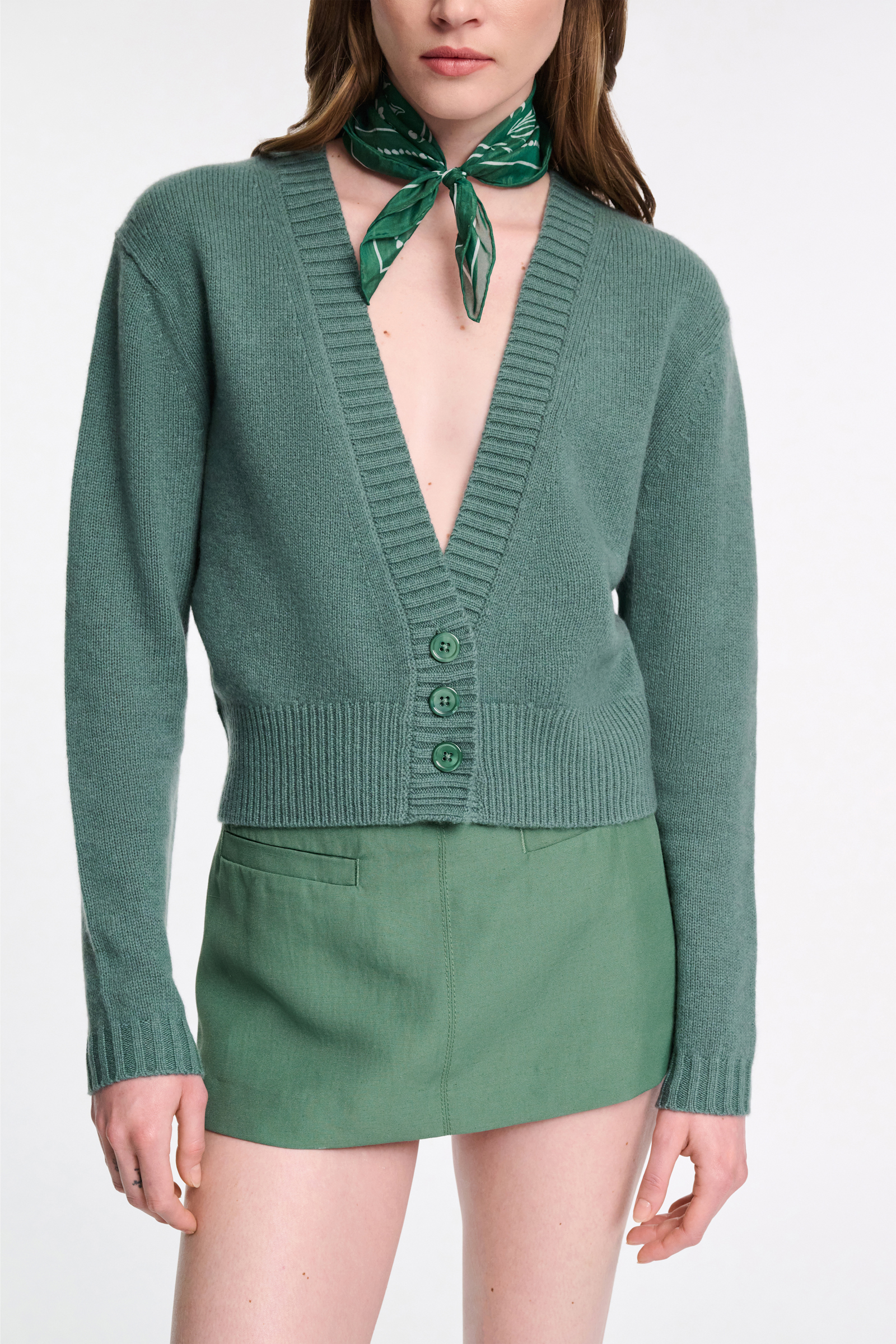 Dorothee Schumacher Deep V-neck cardigan eucalyptus