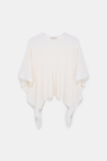 Dorothee Schumacher Knit top with draped flounce sleeves cozy white
