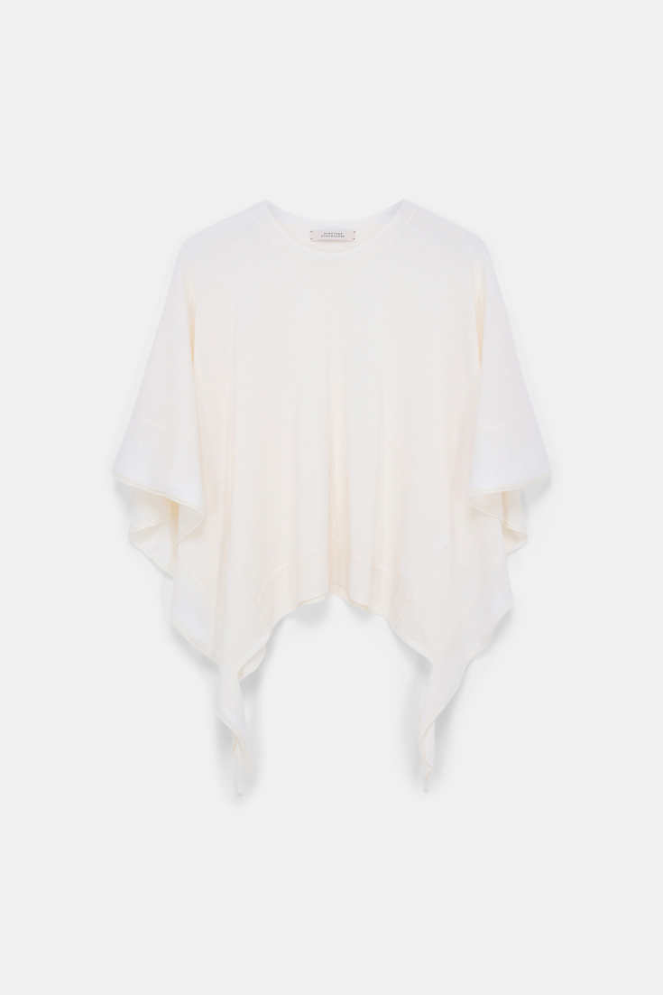 Dorothee Schumacher Rundhalspullover mit seitlichen Volants cozy white