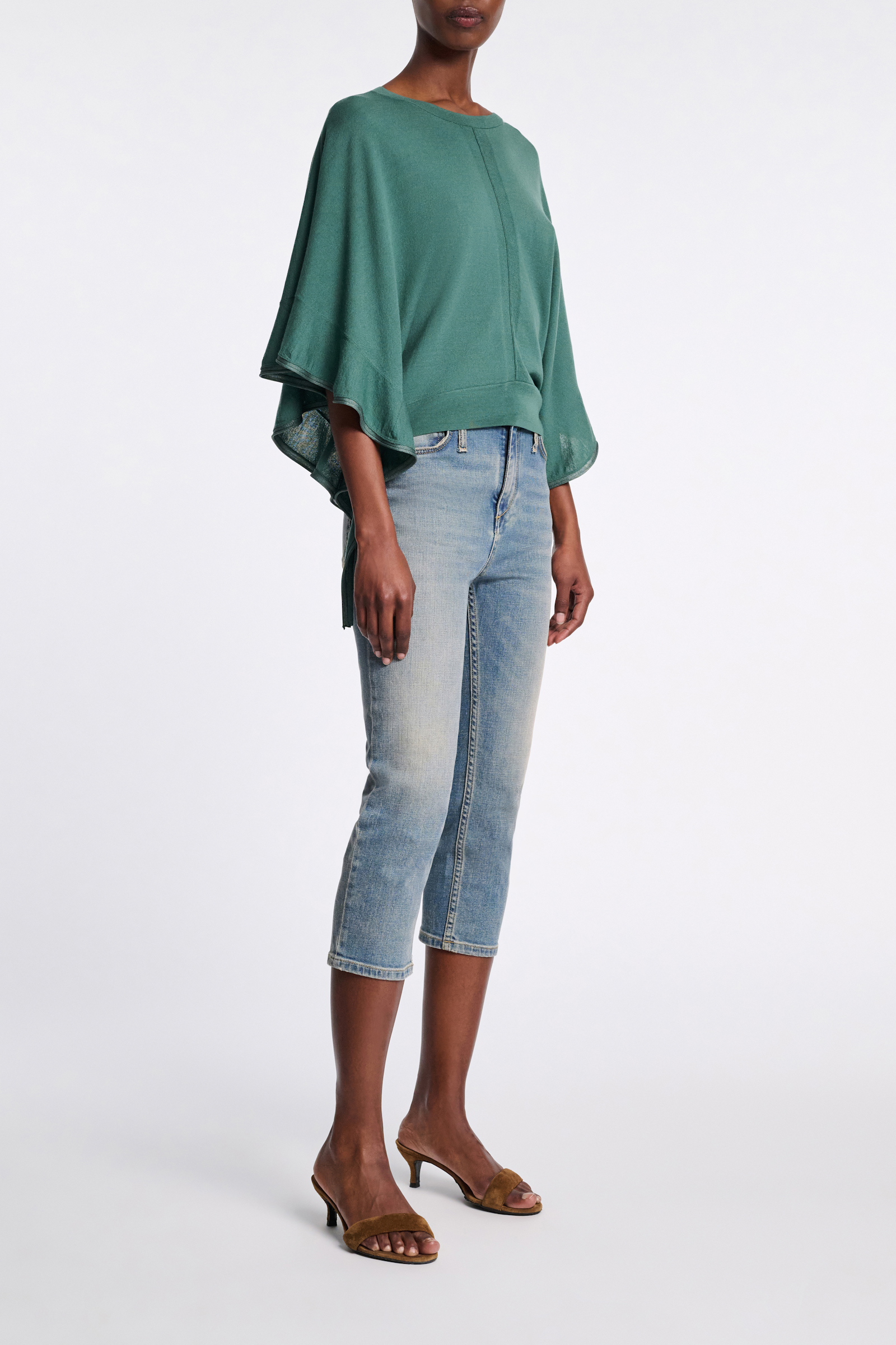 Dorothee Schumacher Rundhalspullover mit seitlichen Volants jade