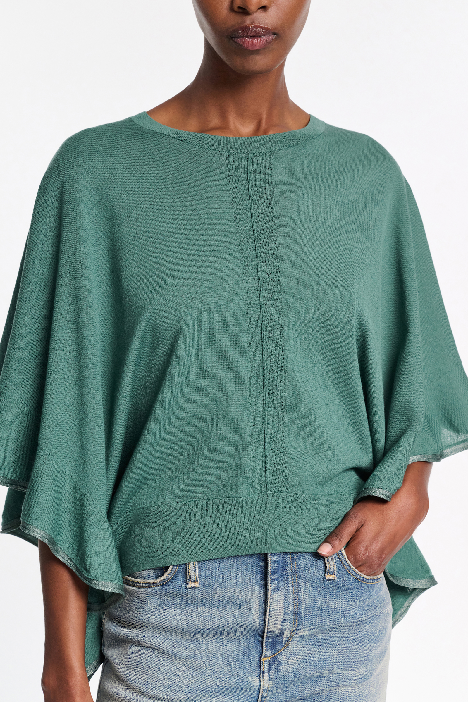 Dorothee Schumacher Rundhalspullover mit seitlichen Volants jade