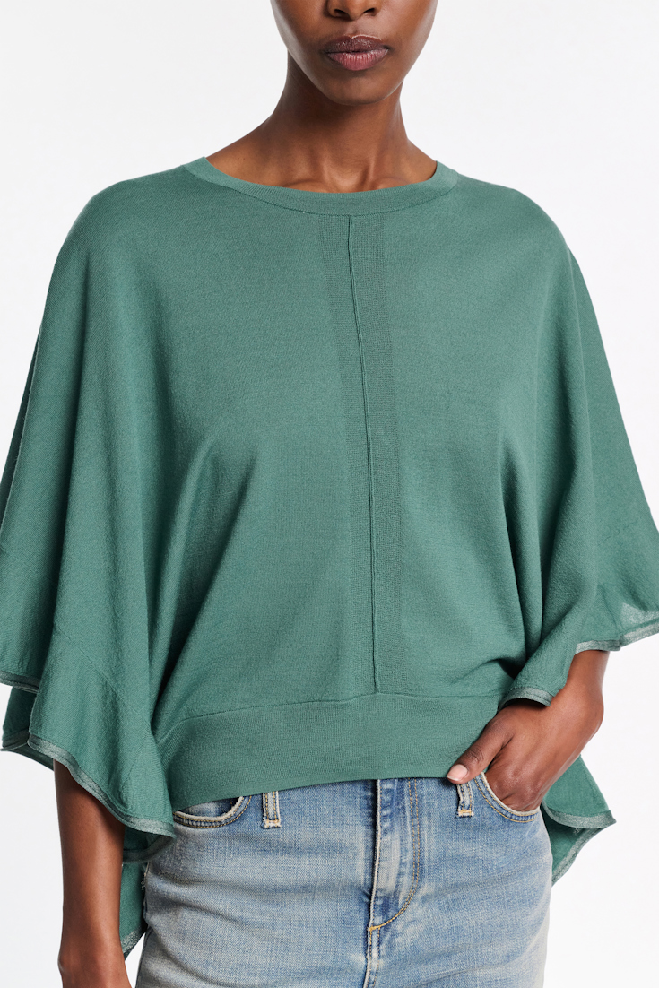 Dorothee Schumacher Rundhalspullover mit seitlichen Volants jade
