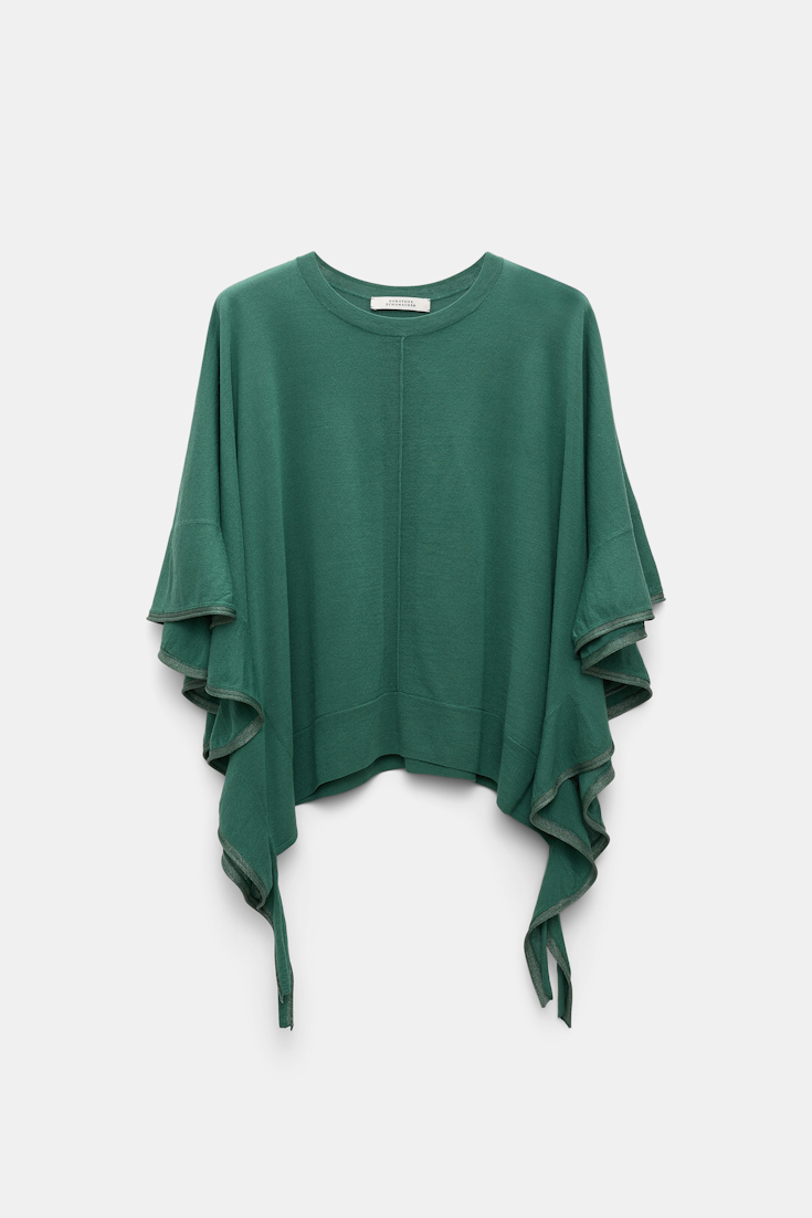 Dorothee Schumacher Rundhalspullover mit seitlichen Volants jade