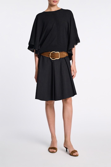 Dorothee Schumacher Knit top with draped flounce sleeves pure black