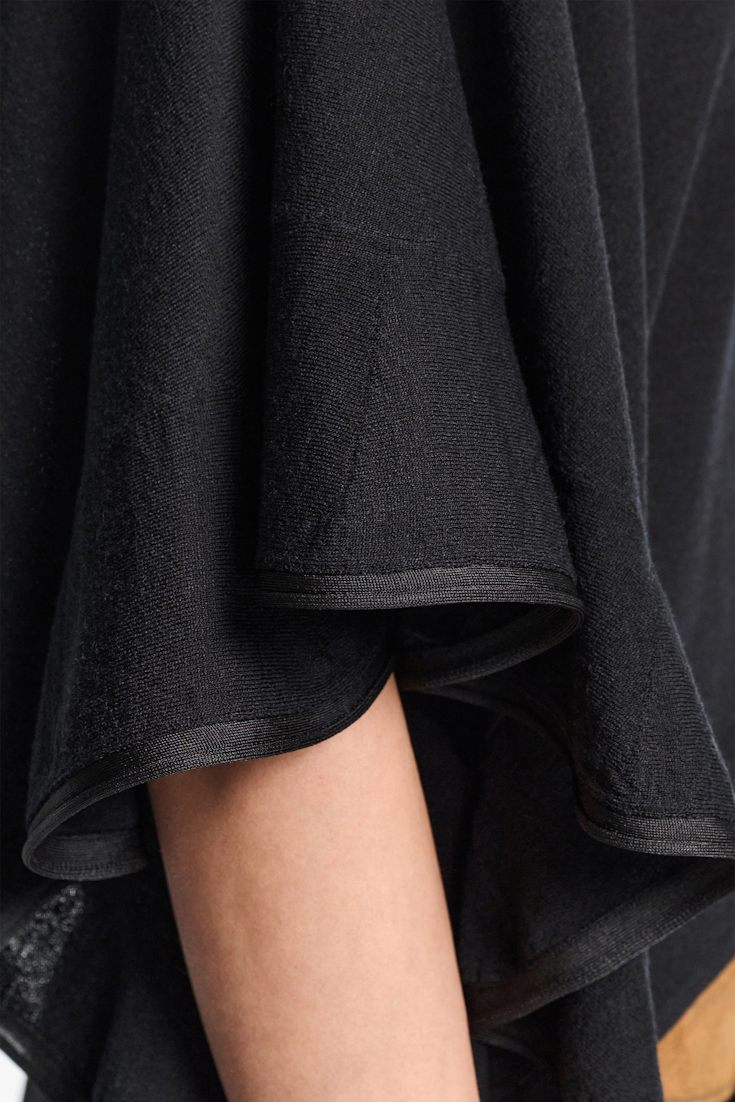 Dorothee Schumacher Knit top with draped flounce sleeves pure black