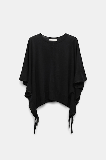 Dorothee Schumacher Knit top with draped flounce sleeves pure black