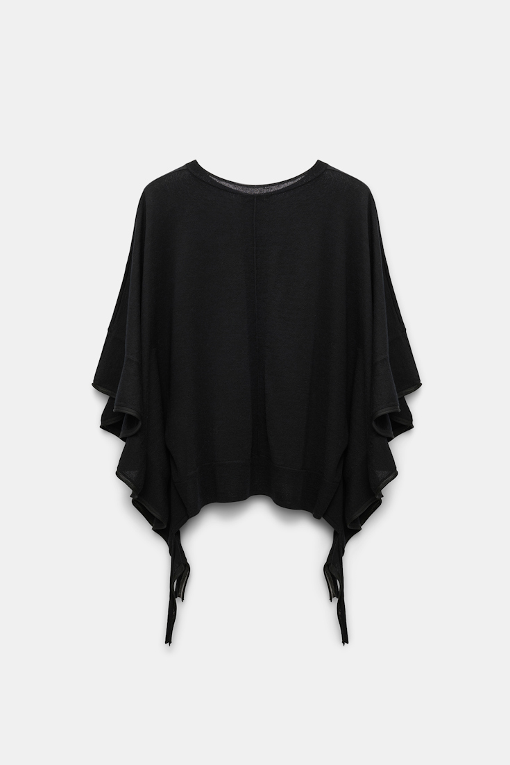 Dorothee Schumacher Knit top with draped flounce sleeves pure black
