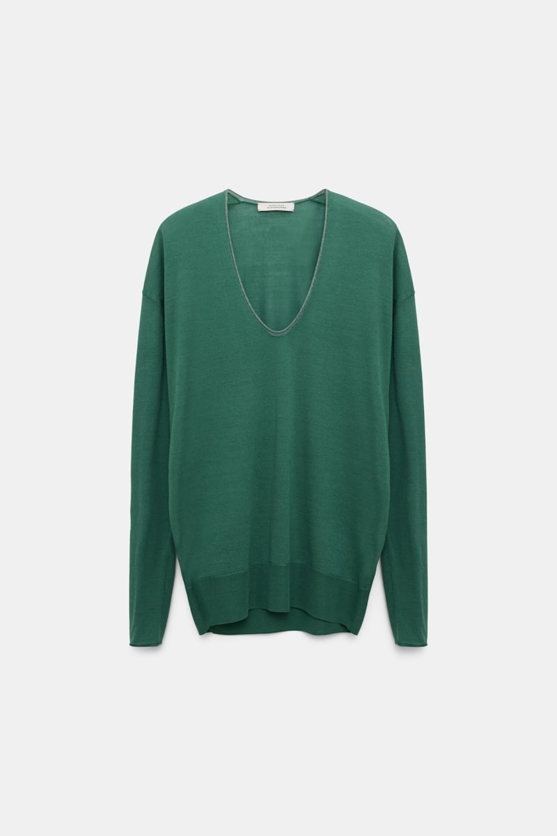 Dorothee Schumacher Deep U-neck Pullover In Green