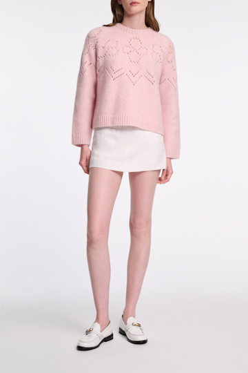 Dorothee Schumacher Cropped pullover with D-rose pointelle touch of rose
